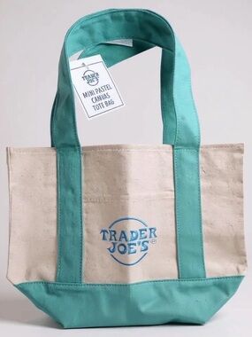 Trader Joe's Mini Pastel Canvas
Tote Bag - mint & Cream